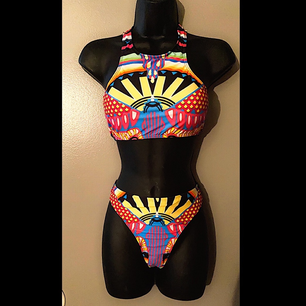 Multicolored Two Piece Swimsuit